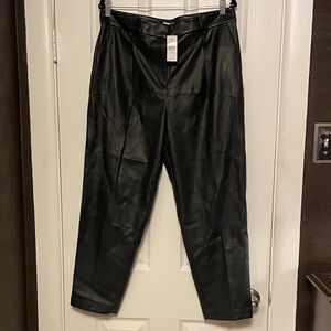 Loft faux leather pleated front pants
